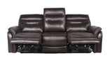 English Elm Steve Silver - Top-Grain Leather Motion Sofa In Coffee - Contemporary Style, Reclining Footrests, Usb Port