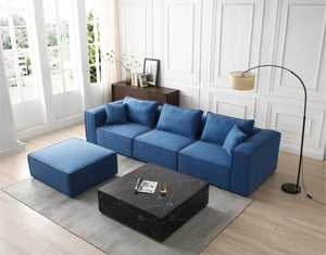 English Elm 4-Piece Upholstered Sectional Sofa In Blue