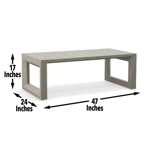 English Elm Steve Silver - Outdoor Contemporary Cocktail Table Tan - Geometric Beveled Ends, 49.25" x 26.4" Rust‑Resistant Aluminum B081110050