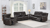 Steve Silver Top-Grain Leather Motion Sofa, Coffee, Contemporary Style, Reclining Footrests, USB Port