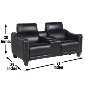 English Elm Steve Silver - Transitional Leather Power Reclining Group with USB, Dual Power Footrests, Cupholders & Articulating Headrests Black B081109532