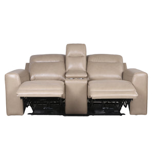 English Elm Steve Silver - Transitional Leather Power Reclining Group with USB, Dual Power Footrests, Cupholders & Articulating Headrests Sand B081109519