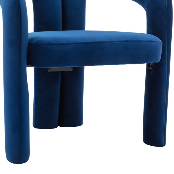English Elm Contemporary Velvet Upholstered Dining Chair with Steel Frame, Rounded Back Comfort for Home Navy W395103722