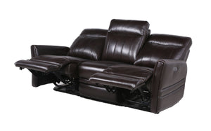 English Elm Steve Silver - Luxury Top-Grain Leather Power Reclining Sofa in Dark Brown with USB, Articulating Headrest, 81.5" B081107753