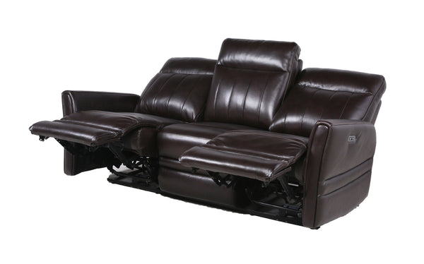 English Elm Steve Silver - Luxury Top-Grain Leather Power Reclining Sofa in Dark Brown with USB, Articulating Headrest, 81.5" B081107753