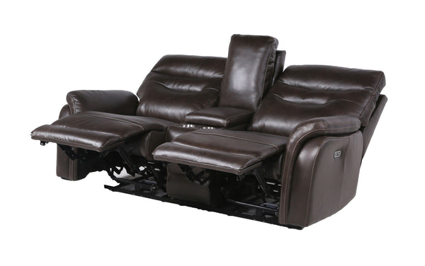 English Elm Steve Silver - Contemporary Power Reclining Sofa with Top-Grain Leather, USB Charging, Power Headrest & Footrest Coffee B081109560