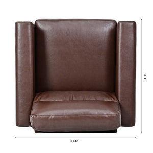 English Elm 1 Seater Pu Leather Sofa with Pocket Spring Seat and Rubberwood Legs for Living Room W680106104