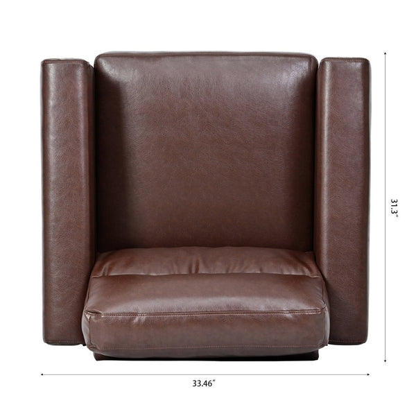 English Elm 1 Seater Pu Leather Sofa with Pocket Spring Seat and Rubberwood Legs for Living Room W680106104