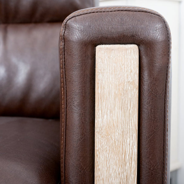 English Elm 1 Seater Pu Leather Sofa with Pocket Spring Seat and Rubberwood Legs for Living Room W680106104