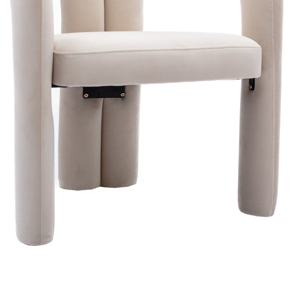 English Elm Contemporary Velvet Upholstered Dining Accent Chair with Curved Back, Steel Frame, Plush Foam Comfort Beige W395103720