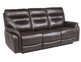 English Elm Steve Silver - Top-Grain Leather Motion Sofa In Coffee - Contemporary Style, Reclining Footrests, Usb Port