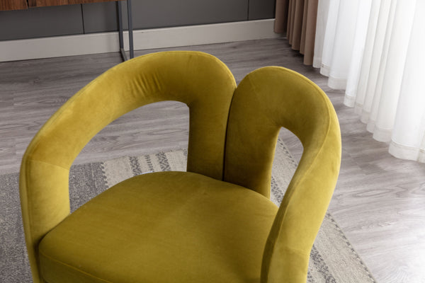 English Elm Contemporary Olive Velvet Dining Chair Set of 2 — Curved Barrel Design, Steel Frame, Plush Comfort W395103724