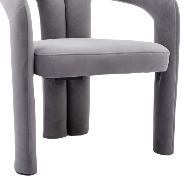 English Elm Contemporary Velvet Upholstered Dining Accent Chair with Curved Back, Steel Frame, Plush Foam Comfort Gray W395103726