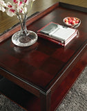 Steve Silver Lift Top Cocktail Table - Hardwood, Birch Veneer - Merlot Cherry Finish - Hidden Storage, Casters, Shelf