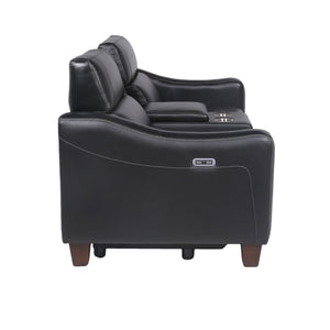English Elm Steve Silver - Transitional Leather Power Reclining Group with USB, Dual Power Footrests, Cupholders & Articulating Headrests Black B081109532
