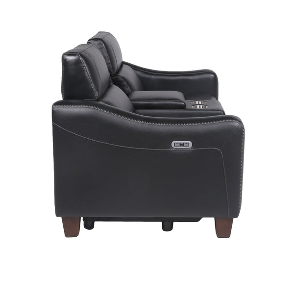 English Elm Steve Silver - Transitional Leather Power Reclining Group with USB, Dual Power Footrests, Cupholders & Articulating Headrests Black B081109532