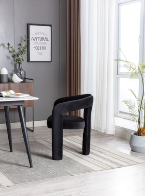 English Elm Contemporary Velvet Upholstered Dining Chair with Steel Frame, Rounded Back Comfort for Home Black W395103721