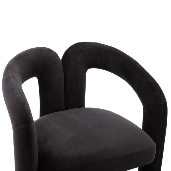 English Elm Contemporary Velvet Upholstered Dining Accent Chair with Curved Back, Steel Frame, Plush Foam Comfort Black W395103721