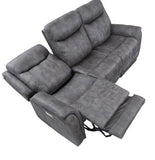 English Elm Steve Silver - Transitional Power Reclining Sofa - Neutral Faux-Suede, Power Footrest, Power Headrest - Built To Last, Usb Charging