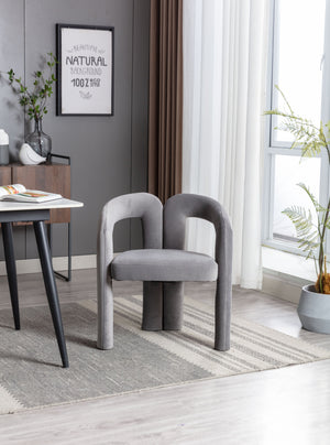 English Elm Contemporary Velvet Upholstered Dining Accent Chair with Curved Back, Steel Frame, Plush Foam Comfort Gray W395103726