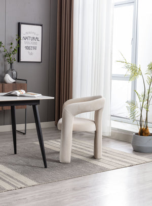 English Elm Contemporary Velvet Upholstered Dining Accent Chair with Curved Back, Steel Frame, Plush Foam Comfort Beige W395103720