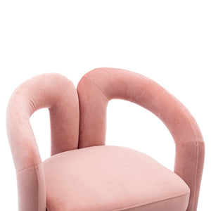 English Elm Contemporary Velvet Upholstered Dining Accent Chair with Curved Back, Steel Frame, Plush Foam Comfort Pink W395103725