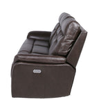 English Elm Steve Silver - Top-Grain Leather Motion Sofa In Coffee - Contemporary Style, Reclining Footrests, Usb Port