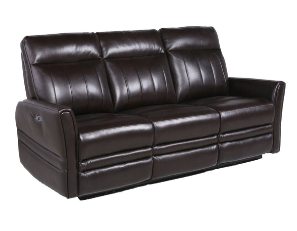 English Elm Steve Silver - Luxury Top-Grain Leather Power Reclining Sofa in Dark Brown with USB, Articulating Headrest, 81.5" B081107753