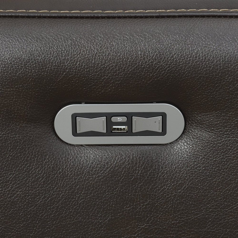 English Elm Steve Silver - Luxury Top-Grain Leather Power Reclining Sofa in Dark Brown with USB, Articulating Headrest, 81.5" B081107753