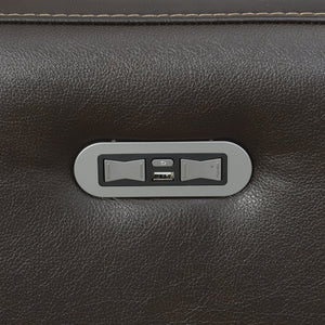 English Elm Steve Silver - Luxury Top-Grain Leather Power Reclining Sofa in Dark Brown with USB, Articulating Headrest, 81.5" B081107753