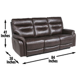 English Elm Steve Silver - Top-Grain Leather Motion Sofa In Coffee - Contemporary Style, Reclining Footrests, Usb Port