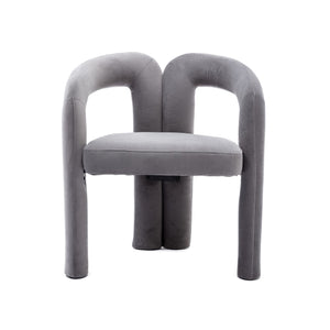 English Elm Contemporary Velvet Upholstered Dining Accent Chair with Curved Back, Steel Frame, Plush Foam Comfort Gray W395103726