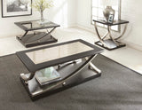 Steve Silver Transitional End Table - Stainless Steel Legs, Antiqued Mirror Top - Classic Modern Twist