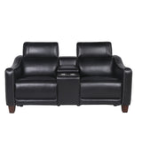 English Elm Steve Silver - Transitional Dual-Power Leather Loveseat - Reclining Seats, Top Grain Leather, High-Leg Design - Compact And Comfortable