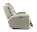 English Elm Steve Silver - Contemporary Leather Collection - Power Leg Rest, Articulating Headrest - Usb Charging, Home Button - Ivory Dual Reclining Sofa, Stylish And Convenient