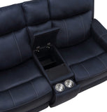 English Elm Steve Silver - Tailored Power Console Loveseat - Shaped Seats, Luxurious Leatherette Cover - Power Headrest, Power Footrest, Hidden Storage