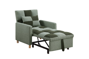 English Elm Convertible Convertible Sleeper Sofa Chair Bed with 3-Position Backrest, Teddy Fabric, Sturdy 330lb Frame Green W1420110194