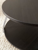 English Elm Steve Silver - Elegant Table Collection - Soft Round Shapes, Silvershield Laminate Tops - Black Nickel Base, Aggressive Profile - Cocktail Table With Casters