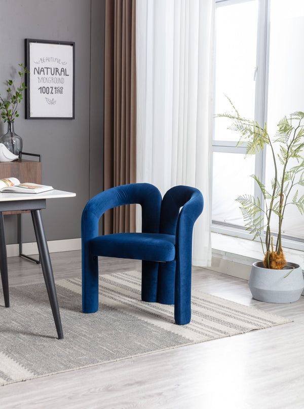 English Elm Contemporary Velvet Upholstered Dining Accent Chair with Curved Back, Steel Frame, Plush Foam Comfort Navy W395103722