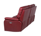 English Elm Steve Silver - Contemporary Wine Top-Grain Leather Motion Set - Power Recline, Usb Charging - Ultimate Comfort And Style