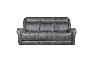 English Elm Steve Silver - Transitional Morrison Power Reclining Sofa in Grey Faux-Suede with USB, Power Headrest & Footrest, Durable Build B081109522