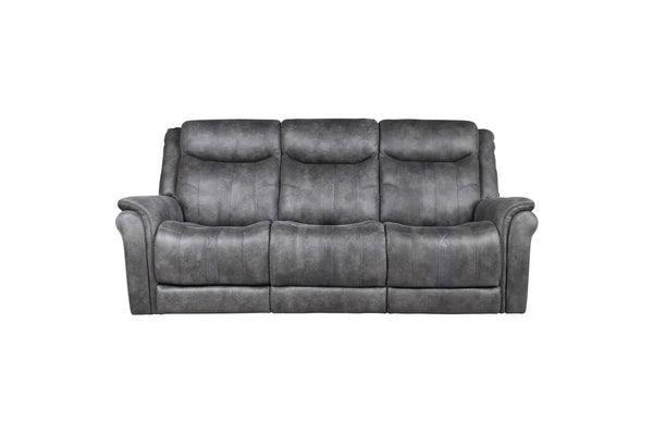 English Elm Steve Silver - Transitional Morrison Power Reclining Sofa in Grey Faux-Suede with USB, Power Headrest & Footrest, Durable Build B081109522
