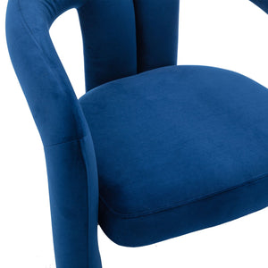 English Elm Contemporary Velvet Upholstered Dining Chair with Steel Frame, Rounded Back Comfort for Home Navy W395103722