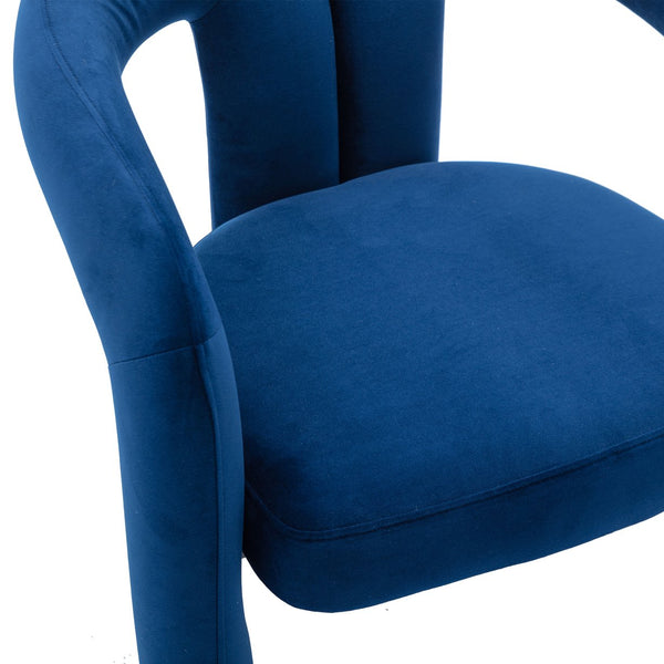 English Elm Contemporary Velvet Upholstered Dining Chair with Steel Frame, Rounded Back Comfort for Home Navy W395103722