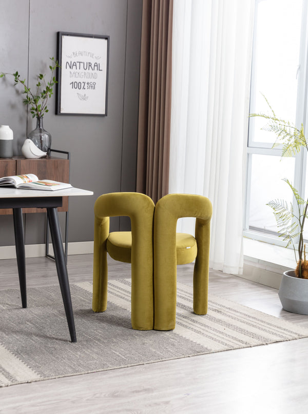 English Elm Contemporary Olive Velvet Upholstered Dining Accent Chair Set of 2 – Curved Barrel Comfort, Steel Frame Durability W395103724