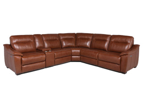 English Elm Steve Silver - Leather Sectional Collection - Whiskey Coach Top-Grain Leather - Style And Spacious Seating