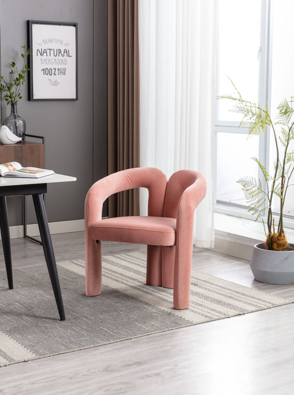 English Elm Contemporary Velvet Upholstered Dining Chair with Steel Frame, Rounded Back Comfort for Home Pink W395103725