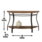 English Elm Steve Silver - Modern Curves Sofa Table - Barn Board-Look Wood Top, Oak Finish - Charming Addition To Your Living Room