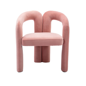 English Elm Contemporary Velvet Upholstered Dining Accent Chair with Curved Back, Steel Frame, Plush Foam Comfort Pink W395103725