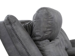 English Elm Steve Silver - Transitional Morrison Power Reclining Sofa in Grey Faux-Suede with USB, Power Headrest & Footrest, Durable Build B081109522